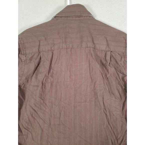 Fossil Shirt Mens Small Cotton Blend Button Up Lightweight Collared Brown - Picture 12 of 12